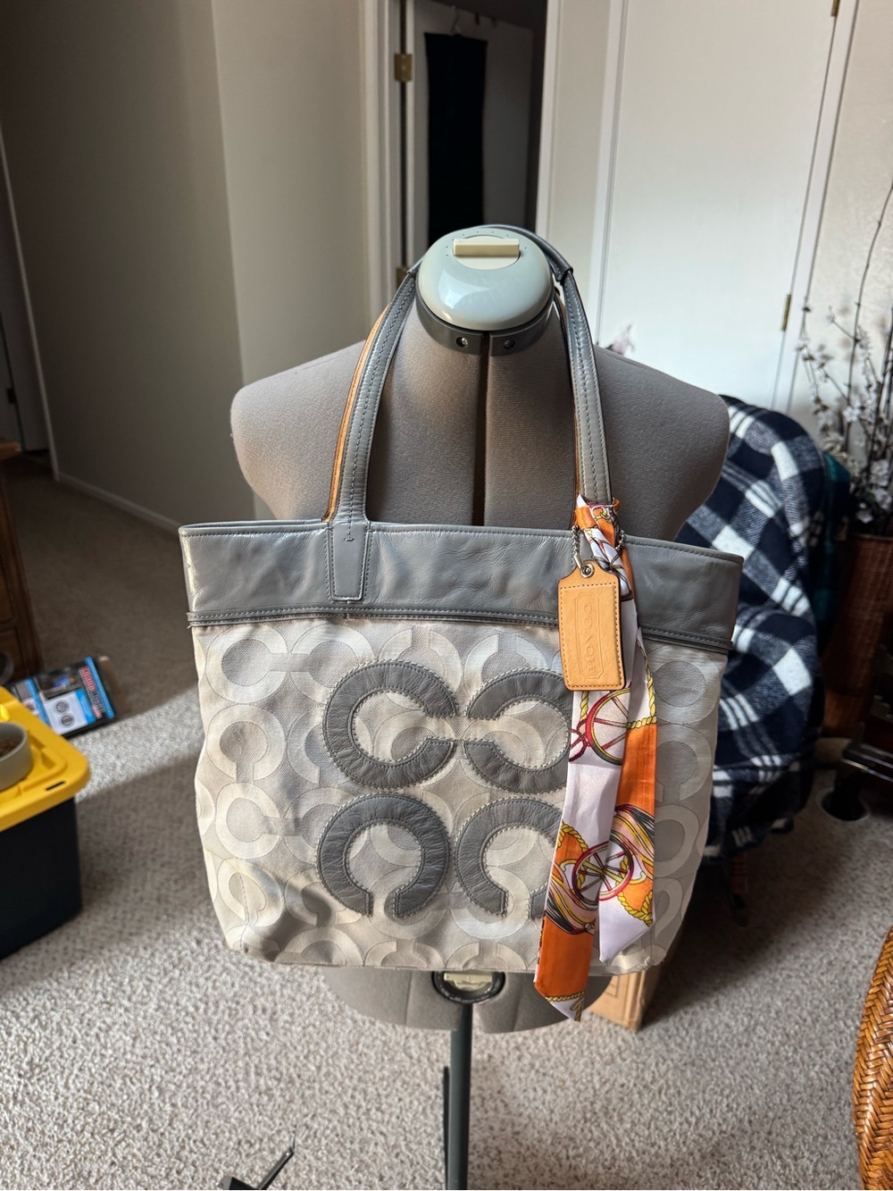 Coach Audrey Purse Op Art Signature Grey Tote